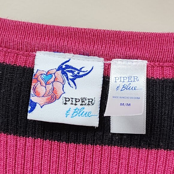 Piper & Blue Striped Long Sleeve Sweater Dress Pink & Black - Medium - Picture 5 of 6